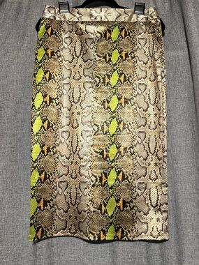 CQbyCQ Snake Print Pencil Skirt in Neon Green & Orange (FAMU) Accent